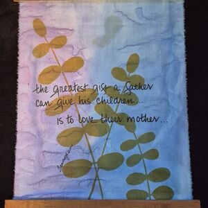 Vintage 1977 Bancroft Fabric Wall Hanging Wood Slat Scroll